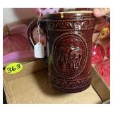 Brown Glaze Cow Stoneware Pitcher