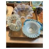 (3) Opalescent Glass Pieces