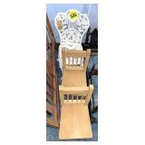 Doll Iron Chair & (2) Wooden Chairs