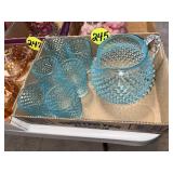Blue Hobnail 7 Piece Juice Set