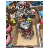Cranberry Glass Pickle Castor
