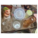 Box of Assorted Glassware & Pig