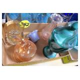 Green Swirl Pedestal Glass Iridescent Deer...