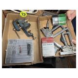 (2) Boxes Staple Guns, Clamp & Drill Bits