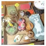 (2) Boxes Coin Bank, Chalkware Dog & Misc.