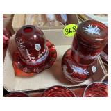 Cranberry Fenton Mary Gregory Fairy Lamp,...