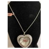 Crystal silvertone heart pendant with chain(24 in) Crystal silvertone heart pendant with chain(24 in)