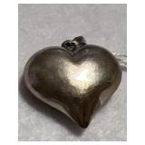 Vintage Silver Tone Puffy Heart Pendant