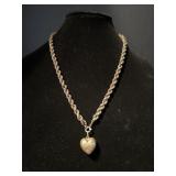 Fancy Vintage Silver Toned Necklace w/Puffy