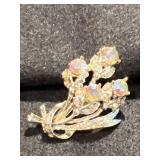 Vintage Floral Broach Set with Stones