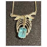 Vintage Necklace w/Pendant set w/Blue Stones