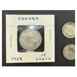 Silver Canada Coin 1958,1963, 1950