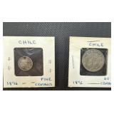 Silver Chile Coin 1896, 1892
