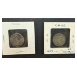 Silver Chile Coin 1899, 1907