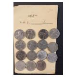 Lot of (15) Old Wheat Steel Pennies (1943 D)
