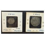 Silver Chile Coin 1922, 1932