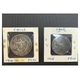 Silver Chile Coin 1910,1915