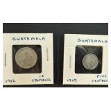 Silver Guatemala Coin  1956, 1957