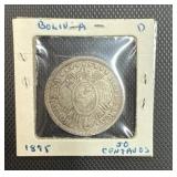 Silver Bolivia Coin 1893