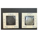 Silver Chile Coin 1921, 1924