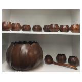 Wooden bowls and ladle