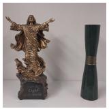 Figure sculpture with light and vase