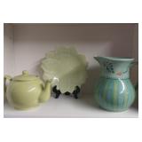 Tea pot, pitcher and plate
