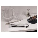 Crystal ice bucket and tong