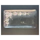 Hand Painted Pink Glass Tray / Plate