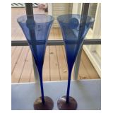 (2) Cobalt Blue Crystal Stemware Glasses