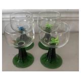 Set of Green Stemmed Crystal Stemware