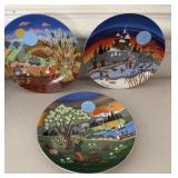 (3) Decorative Colorful Wall Plates