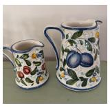 (2) Pieces Colorful Ceramic Italian Pitchers