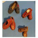 Collection of Antique Wooden Baby Shoes