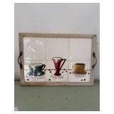 Dbl Handled Ceramic Tile Serving Tray