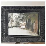 Framed Winter Art of a Large Home