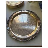 Large Fancy Silver Tone Serving Tray