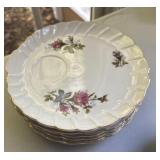 Set of (6) Vintage Fine Porcelain Floral Plates