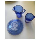(3) Cobalt Blue Shirley Temple Collectibles