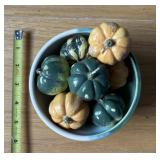 Decorative Pumpkins in Porcelain Ceramic Bowl