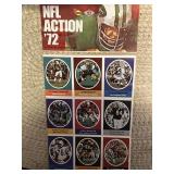 Vintage 1972 Sunoco NFL Action Block of Stamps