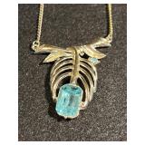Vintage Necklace w/Pendant set w/Blue Stones
