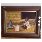 Framed Artist Signed Art w/Child
