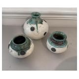 (3) Pieces Hand Made Ceramic Pottery