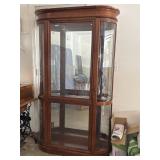 Large Curved Glass Lighted Curio Cabinet