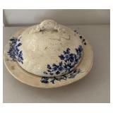 Vintage Blue/White Porcelain Cheese Dish
