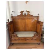 Antique Fancy Carved Hall Bench