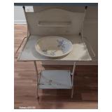 Vintage Metal Washstand w/Porcelain Wash Bowl