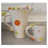 (2) Colorful Ceramic Porcelain Pieces (Pitcher &