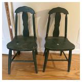 Pair Vintage Plank Bottom Seat Childï¿½s Chairs